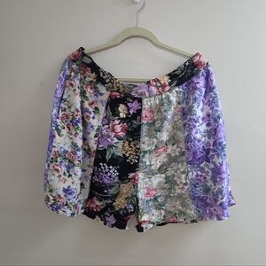 Vintage Thumbs Up 100% Rayon Floral Shorts Medium Oversized